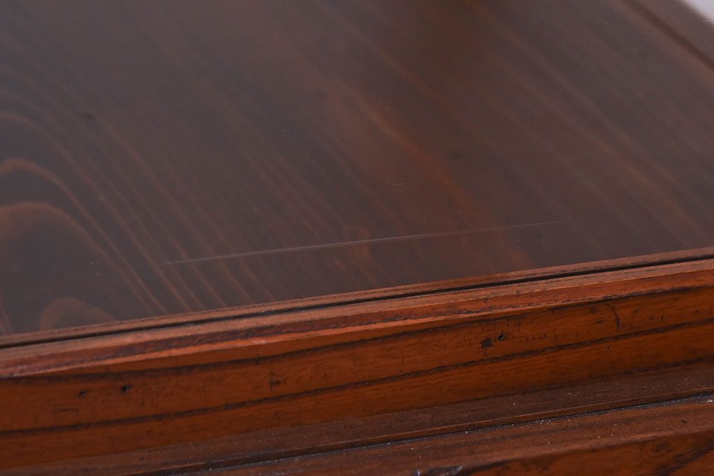 アンティーク家具　最高級レア品　当時物ガラス入り!　総ケヤキ材　特大サイズのガラスケース(ショーケース、陳列棚)