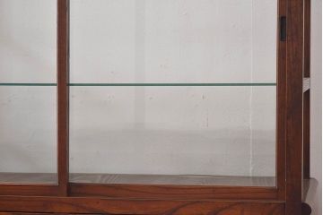アンティーク家具　最高級レア品　当時物ガラス入り!　総ケヤキ材　特大サイズのガラスケース(ショーケース、陳列棚)