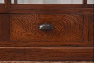 アンティーク家具　最高級レア品　当時物ガラス入り!　総ケヤキ材　特大サイズのガラスケース(ショーケース、陳列棚)