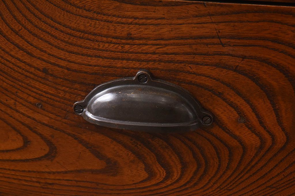 アンティーク家具　最高級レア品　当時物ガラス入り!　総ケヤキ材　特大サイズのガラスケース(ショーケース、陳列棚)