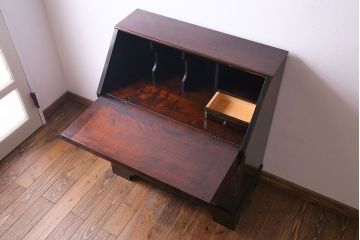 北海道民芸家具　高級感あふれるライティングビューロー(机、引き出し)(定価約34万円)