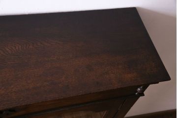 アンティーク家具　イギリスアンティーク　シンプルな扉のデザインとツイストレッグが魅力的なブックケース(本箱、本棚、キャビネット)