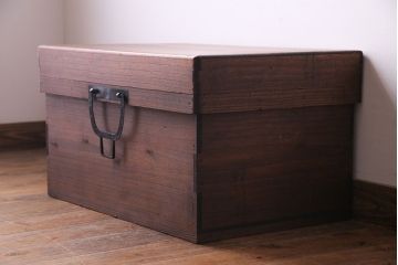 アンティーク雑貨　和製アンティーク　総桐材　渋い風合いが魅力の挟み箱(木箱、収納箱)