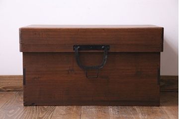 アンティーク雑貨　和製アンティーク　総桐材　渋い風合いが魅力の挟み箱(木箱、収納箱)