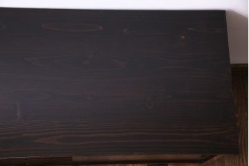 アンティーク家具　昭和初期　リメイク!　丸い錠前金具が目を惹く鉄脚付き箪笥ローボード(リビングボード、ローチェスト)