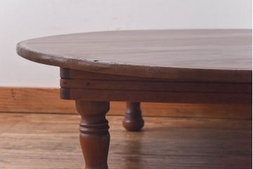 アンティーク家具　和製アンティーク　ヒバ材製　きれいな木肌の特大円形ちゃぶ台(ローテーブル、センターテーブル)