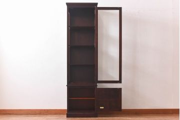 【F様ご成約品】中古美品　北海道民芸家具　#154　三方ガラス飾り棚(ガラスケース、コレクションラック、収納棚)(定価約25万円)