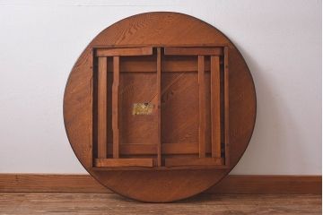 レトロ家具　昭和レトロ　栓材　和テイストの演出にぴったりの丸ちゃぶ台(ローテーブル、センターテーブル、座卓)