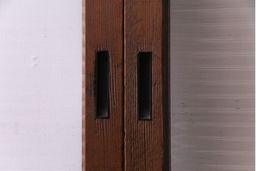 昭和レトロ　モールガラス入り　ナチュラルな木製フレームのガラス戸(窓、引き戸、建具)2枚組