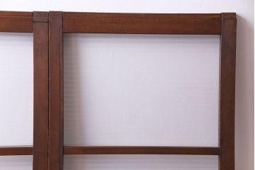 昭和レトロ　モールガラス入り　ナチュラルな木製フレームのガラス戸(窓、引き戸、建具)2枚組