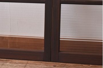 昭和レトロ　モールガラス　木製の温かな雰囲気が魅力な引き戸4枚セット(窓、ガラス戸)