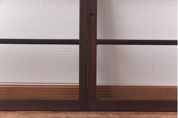 昭和レトロ　モールガラス　木製の温かな雰囲気が魅力な引き戸4枚セット(窓、ガラス戸)