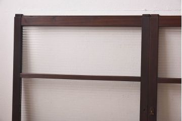 昭和レトロ　モールガラス　木製の温かな雰囲気が魅力な引き戸4枚セット(窓、ガラス戸)