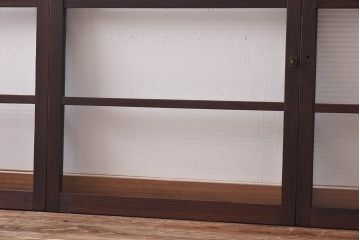 昭和レトロ　モールガラス　木製の温かな雰囲気が魅力な引き戸4枚セット(窓、ガラス戸)