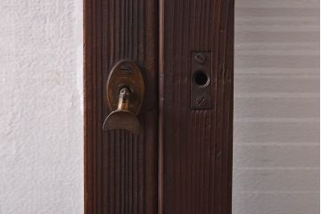 昭和レトロ　モールガラス　木製の温かな雰囲気が魅力な引き戸4枚セット(窓、ガラス戸)