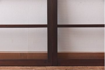 昭和レトロ　モールガラス　木製の温かな雰囲気が魅力な引き戸4枚セット(窓、ガラス戸)