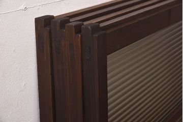 昭和レトロ　モールガラス　木製の温かな雰囲気が魅力な引き戸4枚セット(窓、ガラス戸)