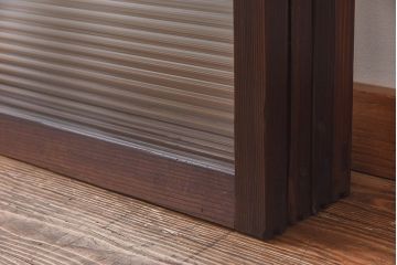 昭和レトロ　モールガラス　木製の温かな雰囲気が魅力な引き戸4枚セット(窓、ガラス戸)