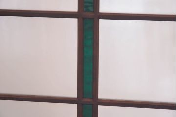 昭和レトロ　色ガラス入り　モダンな雰囲気が魅力のガラス戸2枚セット(窓、引き戸)