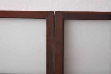 昭和レトロ　色ガラス入り　モダンな雰囲気が魅力のガラス戸2枚セット(窓、引き戸)