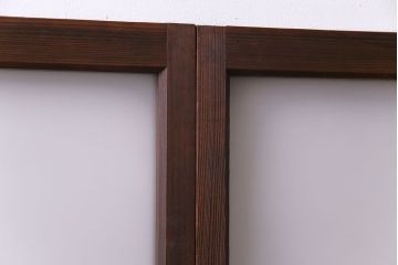 昭和レトロ　2色の色ガラスがアクセントの窓(引き戸、ガラス戸)2枚セット