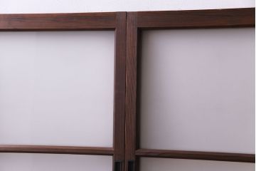 昭和レトロ　2色の色ガラスがアクセントの窓(引き戸、ガラス戸)2枚セット