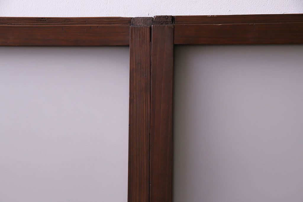 昭和レトロ　2色の色ガラスがアクセントの窓(引き戸、ガラス戸)2枚セット