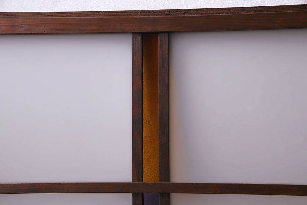 昭和レトロ　2色の色ガラスがアクセントの窓(引き戸、ガラス戸)2枚セット