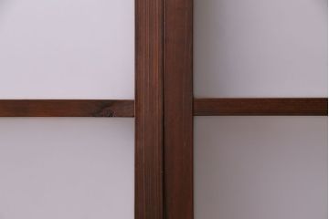 昭和レトロ　2色の色ガラスがアクセントの窓(引き戸、ガラス戸)2枚セット