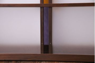 昭和レトロ　2色の色ガラスがアクセントの窓(引き戸、ガラス戸)2枚セット