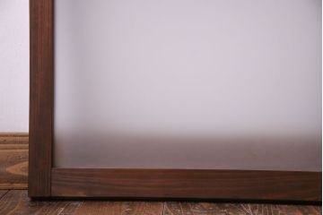 昭和レトロ　2色の色ガラスがアクセントの窓(引き戸、ガラス戸)2枚セット