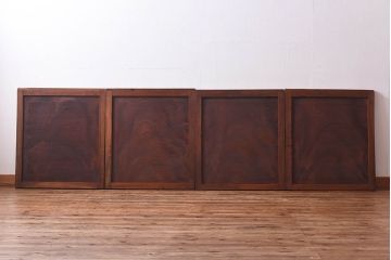 明治期　ケヤキ材一枚板　綺麗な漆塗りのアンティーク板戸4枚セット(窓)(1)