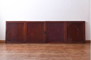 明治期　ケヤキ材一枚板　綺麗な漆塗りのアンティーク板戸4枚セット(窓)(1)