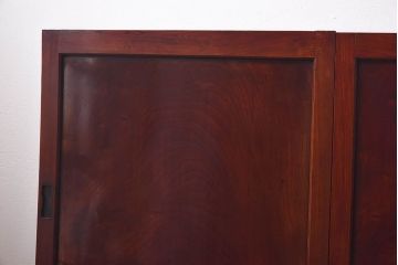 明治期　ケヤキ材一枚板　綺麗な漆塗りのアンティーク板戸4枚セット(窓)(1)