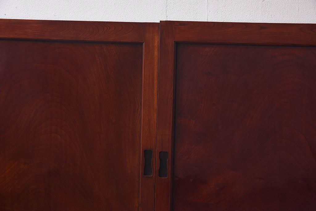 明治期　ケヤキ材一枚板　綺麗な漆塗りのアンティーク板戸4枚セット(窓)(1)