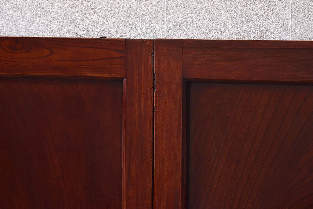 明治期　ケヤキ材一枚板　綺麗な漆塗りのアンティーク板戸4枚セット(窓)(1)