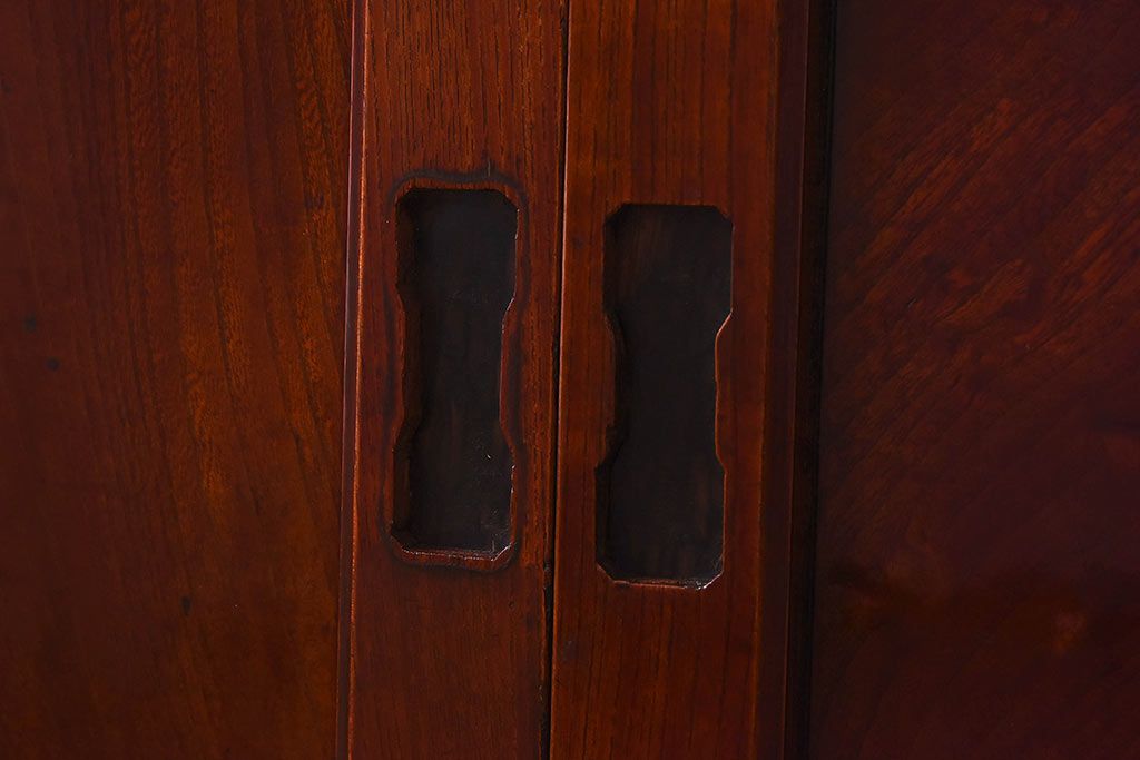 明治期　ケヤキ材一枚板　綺麗な漆塗りのアンティーク板戸4枚セット(窓)(1)