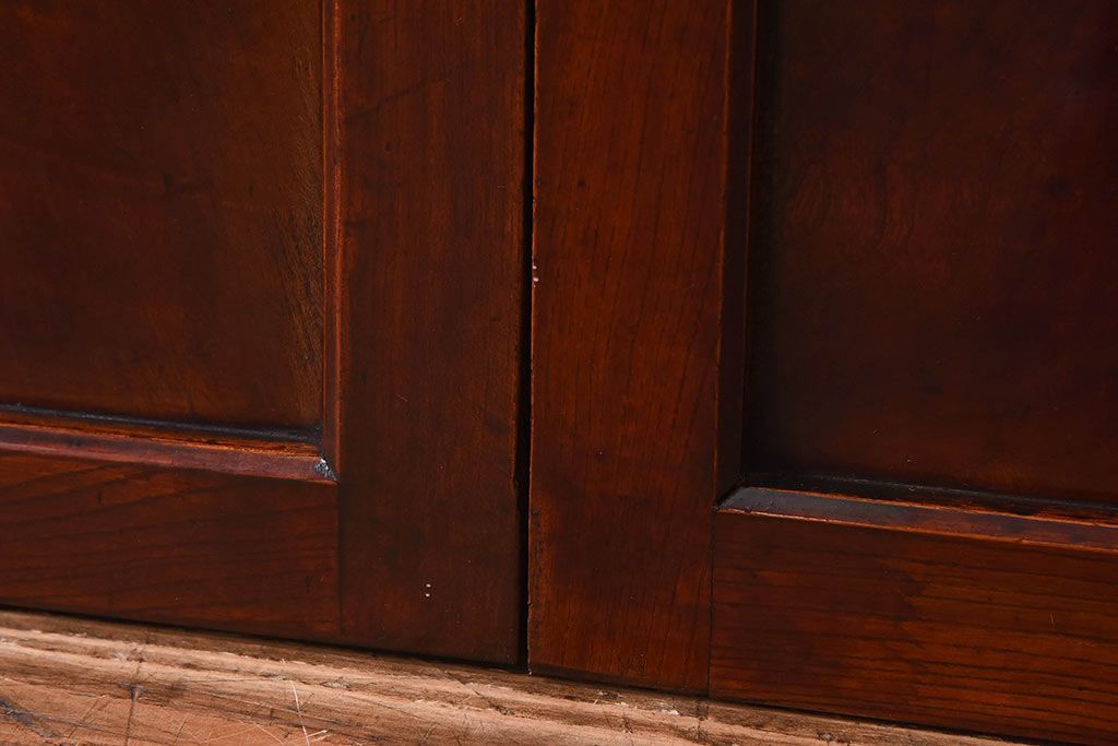 明治期　ケヤキ材一枚板　綺麗な漆塗りのアンティーク板戸4枚セット(窓)(1)
