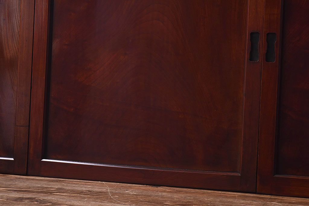 明治期　ケヤキ材一枚板　綺麗な漆塗りのアンティーク板戸4枚セット(窓)(1)