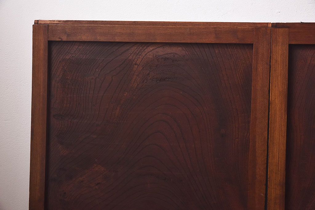 明治期　ケヤキ材一枚板　綺麗な漆塗りのアンティーク板戸4枚セット(窓)(1)