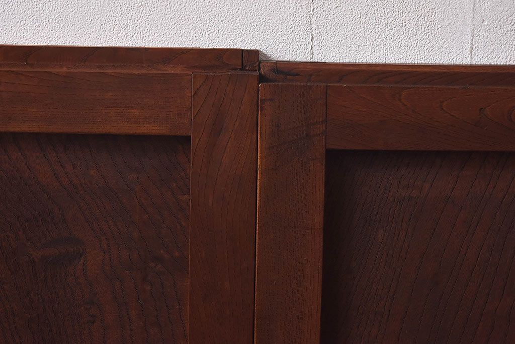 明治期　ケヤキ材一枚板　綺麗な漆塗りのアンティーク板戸4枚セット(窓)(1)