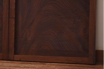 明治期　ケヤキ材一枚板　綺麗な漆塗りのアンティーク板戸4枚セット(窓)(1)