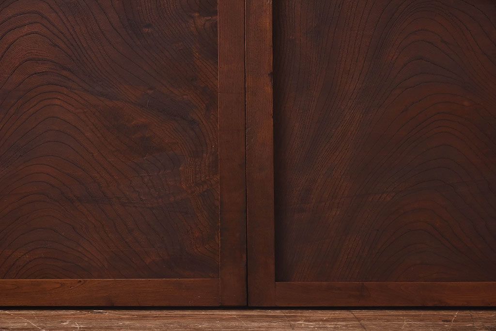 明治期　ケヤキ材一枚板　綺麗な漆塗りのアンティーク板戸4枚セット(窓)(1)