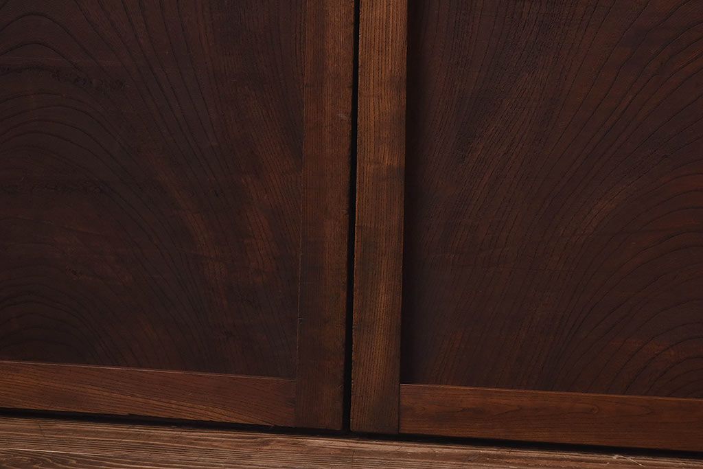 明治期　ケヤキ材一枚板　綺麗な漆塗りのアンティーク板戸4枚セット(窓)(1)