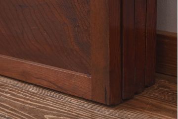 明治期　ケヤキ材一枚板　綺麗な漆塗りのアンティーク板戸4枚セット(窓)(1)