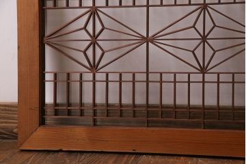 昭和期　繊細な和の雰囲気あふれる組子欄間(ガラス欄間、明り取り)