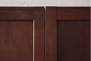 昭和初期　デザインガラス入り　上質な組子が目を惹くガラス帯戸4枚セット(ガラス戸、格子戸)