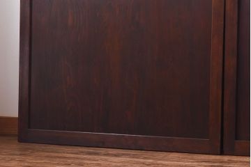 昭和初期　デザインガラス入り　上質な組子が目を惹くガラス帯戸4枚セット(ガラス戸、格子戸)