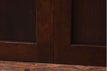 昭和初期　デザインガラス入り　上質な組子が目を惹くガラス帯戸4枚セット(ガラス戸、格子戸)