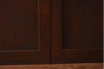 昭和初期　デザインガラス入り　上質な組子が目を惹くガラス帯戸4枚セット(ガラス戸、格子戸)